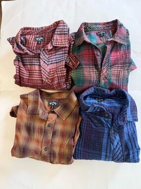 Bundle: Billabong Flannels, size medium, 4 total.